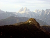 Tre Cime di Lavaredo dal Col Vidal; in primo piano il Col Burgion