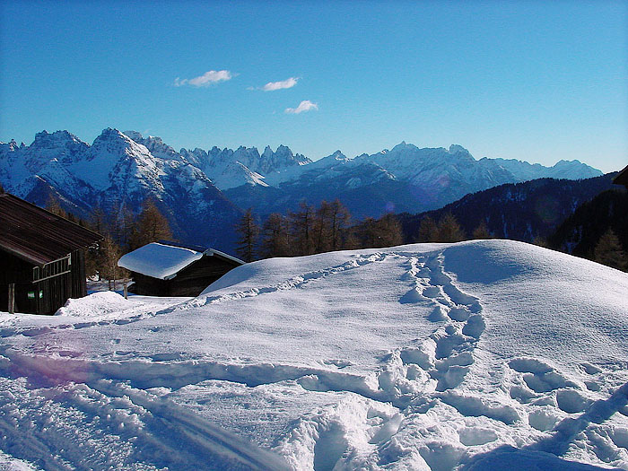 Le Dolomiti d'Oltrepiave dai Tabià de Soracrepa a Pian dei Buoi