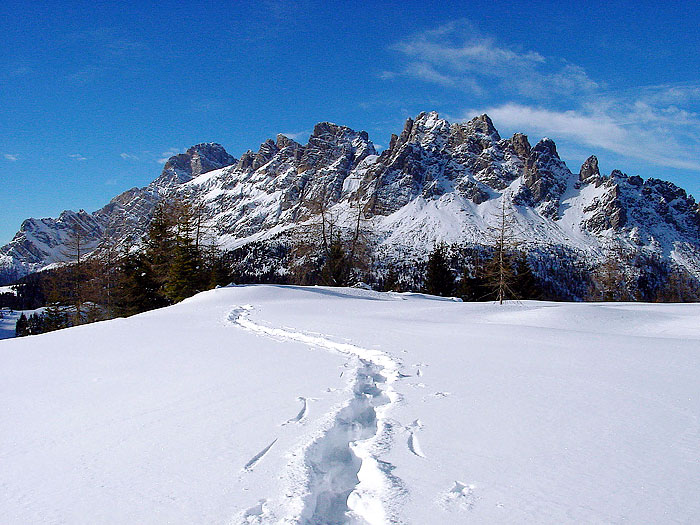 Croda Bianca, Ciastelin e Ciarìdo dalla spianata dell'ex Ricovero Cervera