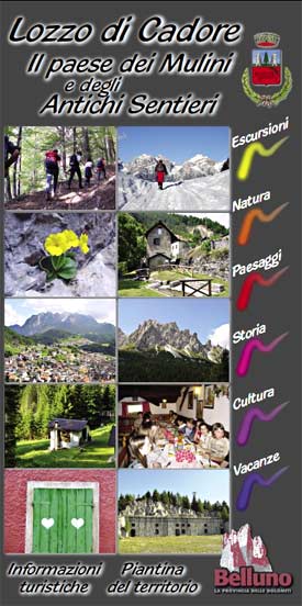 copertina della carta turistica di Lozzo di Cadore