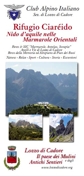 copertina pieghevole rifugio Ciareido a Pian dei Buoi