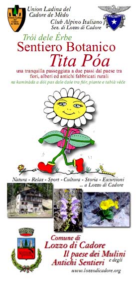 copertina pieghevole sul Sentiero Botanico Tita Poa a Lozzo di Cadore