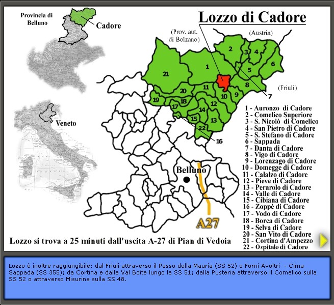 Inquadramento geografico di Lozzo di Cadore