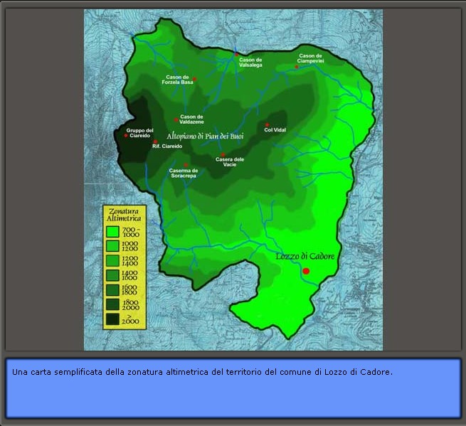 Inquadramento geografico di Lozzo di Cadore: altimetria del territorio