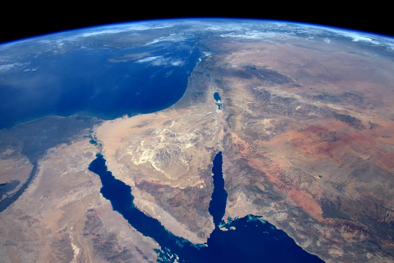 Penisola del Sinai e deserto della Siria (foto di Tim Peake ISS)