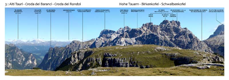 Monte Piana - Panorama 360 - 3: Alti Tauri - Croda dei Baranci - Croda dei Rondoi