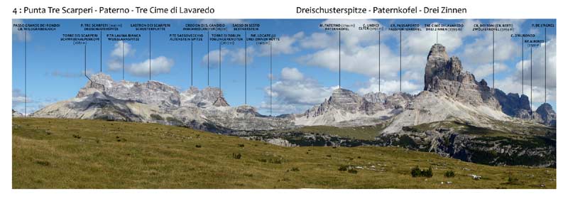 Monte Piana - Panorama 360 - 4: Punta Tre Scarperi - Paterno - Tre Cime di Lavaredo