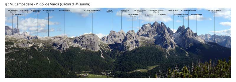 Monte Piana - Panorama 360 - 5: M. Campedelle - P. Col de Varda (Cadini di Misurina)