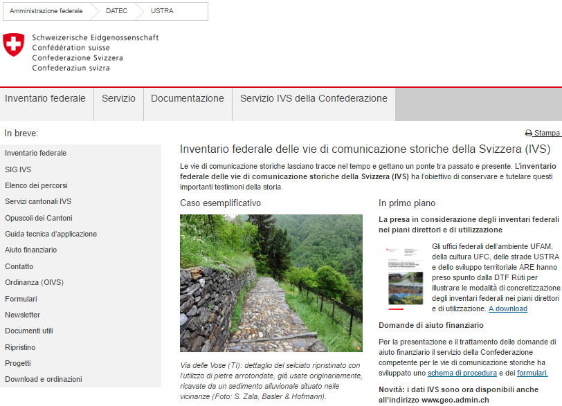 IVS: Inventario federale delle vie di comunicazione storiche della Svizzera (IVS)