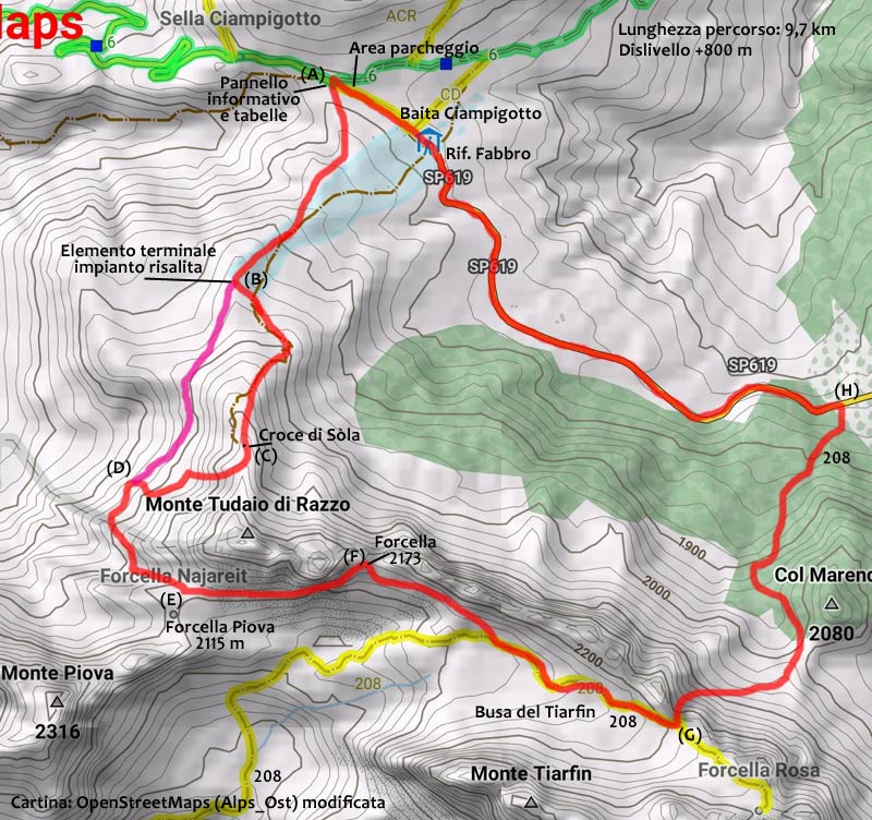 Cartina Anello dei Tudai di Razzo