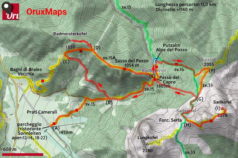 cartina escursione al M. Serla