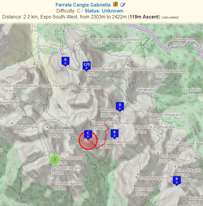 Screen shot tratto da XCTrails - Via Ferrata Map