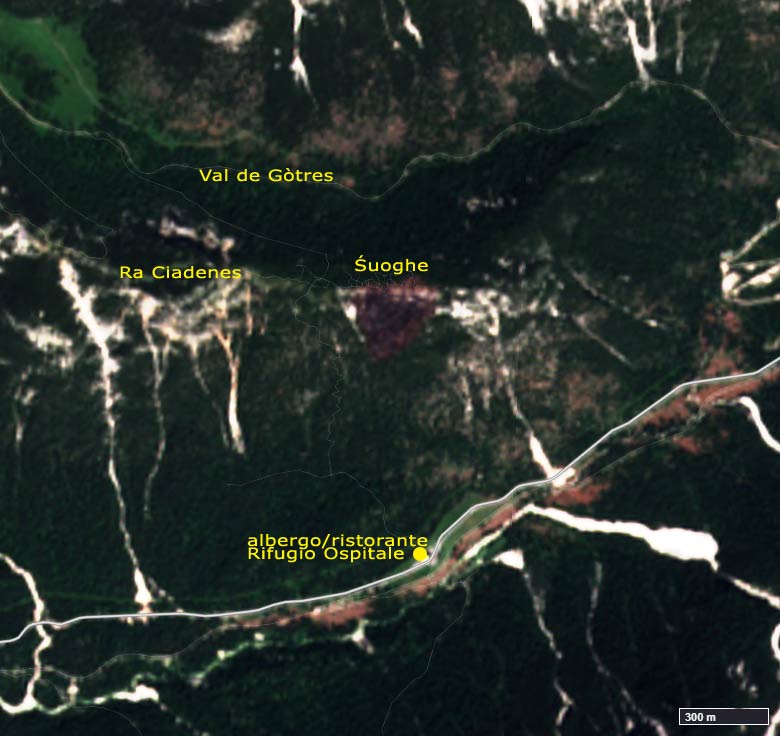 EO Browser 23-07-2019 true color; area incendio del 30 giugno 2019 sui Śuoghe - Ospitale - Cortina d'Ampezzo