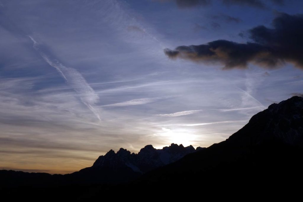 Tramonto sulle Marmarole orientali (dal Ciarìdo alla Spalla dell’Arbel)