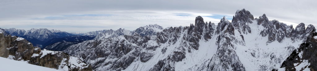 Terza Grande, gruppo dei Brentoni, gruppo del Cridola, Marmarole orientali e centrali dal Ciarido al Cimon del Froppa, Torre Siorpaes, CImon di Croda Liscia, i Cadini di San Lucano e di NO, Torre Wundt e Cime Cadin dei Tocci